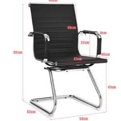 Set aus 6 Bürostühlen Moderne Konferenzstühle mit Mittlerer Rückenlehne & Kufengestell Schwarz