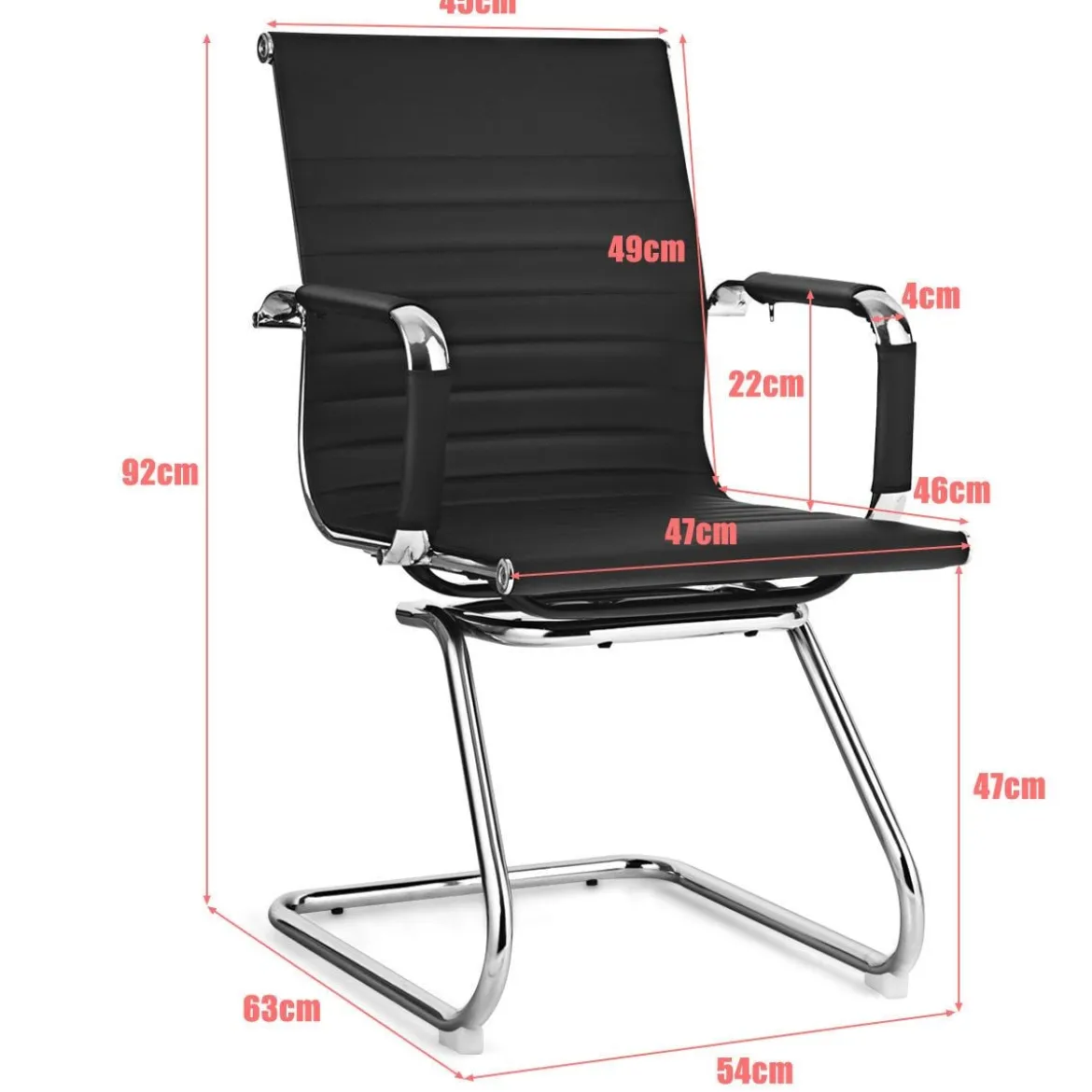Set aus 6 Bürostühlen Moderne Konferenzstühle mit Mittlerer Rückenlehne & Kufengestell Schwarz