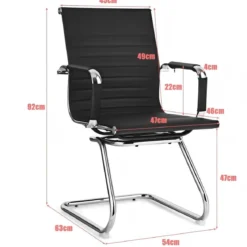 Set aus 10 Bürostühlen Moderne Konferenzstühle mit Mittlerer Rückenlehne & Kufengestell Schwarz