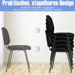 Set aus 5 Wartezimmerstühlen stapelbare Empfangs-Gäste-Stühle mit Wasserfall-Sitz Schwarz