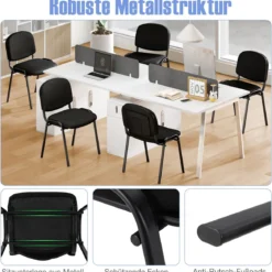 Set aus 5 Wartezimmerstühlen stapelbare Empfangs-Gäste-Stühle mit Wasserfall-Sitz Schwarz