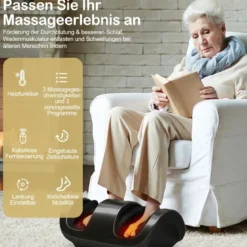 Shiatsu Fußmassagegerät mit Rollen& Kneten für Fuß Bein Wade 55,5 x 37 x 25,5 cm Schwarz