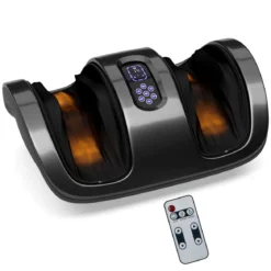 Shiatsu Fußmassagegerät mit Rollen& Kneten für Fuß Bein Wade 55,5 x 37 x 25,5 cm Schwarz