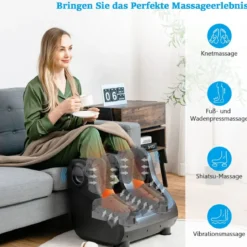 Shiatsu Fuß- und Wadenmassagegerät mit Kompression und Heizung 47,5 x 42,5 x 46 cm Grau
