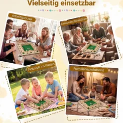 Shut The Box Spiel für 2-4 Spieler Würfelspiel mit 2 Würfel & Robustem Kiefernholz Klappenspiel Natur