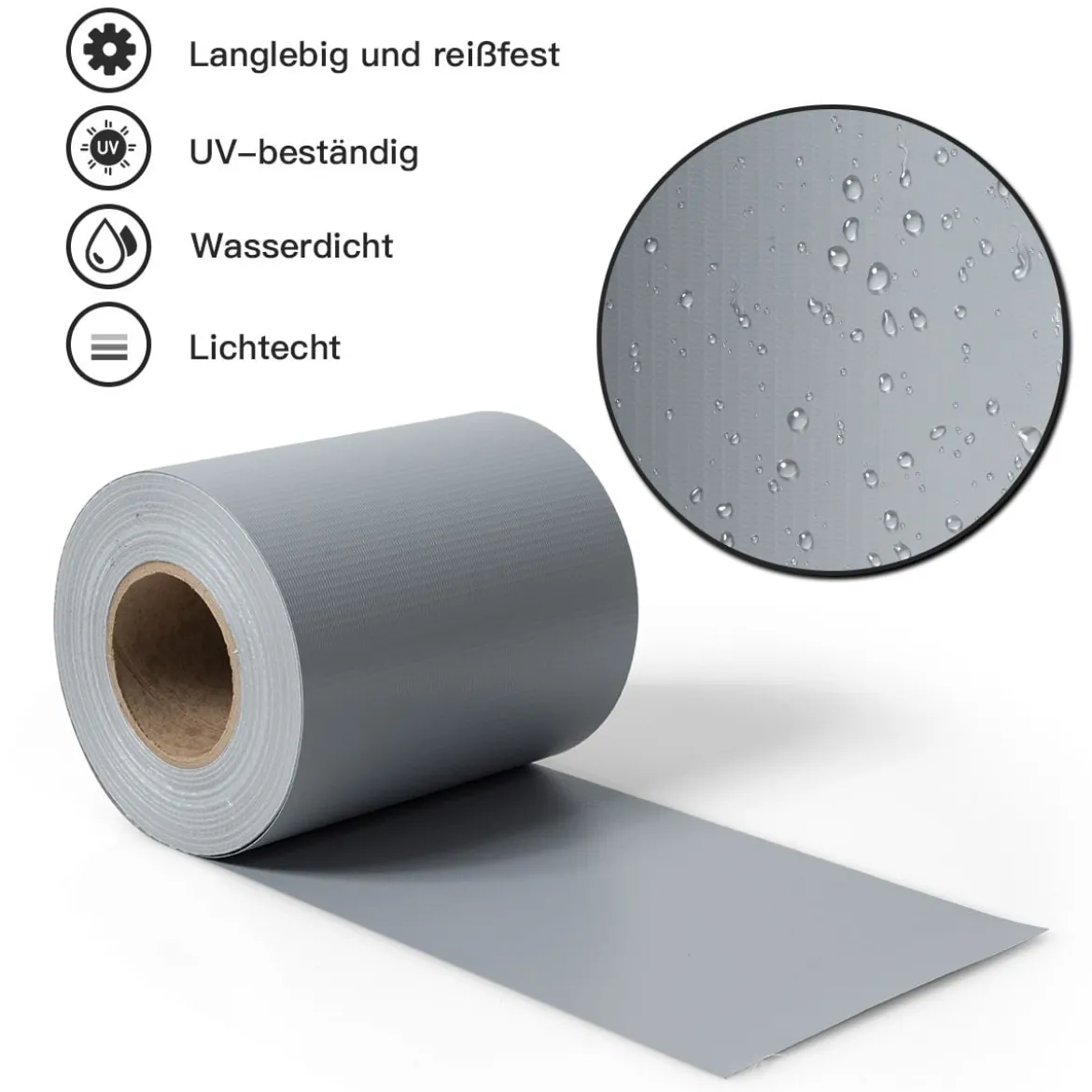 Sichtschutzfolie Zaunfolie Gartenzaun Abdeckung PVC Zaunblende Abdeckung Sichtschutz 35 m x 19 cm Hellgrau