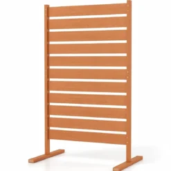 Sichtschutzzaun aus HIPS 93 x 63,5 cm Wetterfester Gartenzaun in Holzoptik mit Metallerdspießen