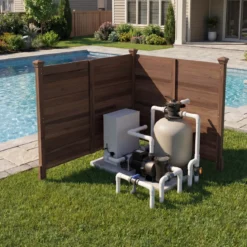 Sichtschutzzaun 2 Teilig 119 x 119 cm Gartenzaun aus Tannenholz Outdoor Holzzaun mit 3 Pfählen Braun