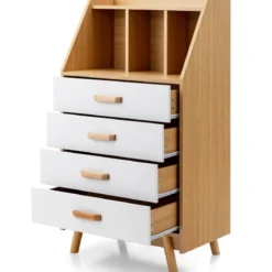 Sideboard Kommode mit 4 Schubladen 60 x 40 x 110 cm Natur