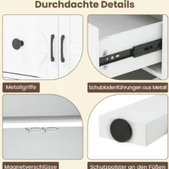 Sideboard mit Arbeitsplatte & Schublade & 2 Türen & Verstellbares Regal Landhausstil Küchenschrank