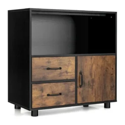 Sideboard mit offenem Fach & Tür & 2 Schubladen Kommode Akzentschrank Vintage 80 x 40 x 80,5 cm