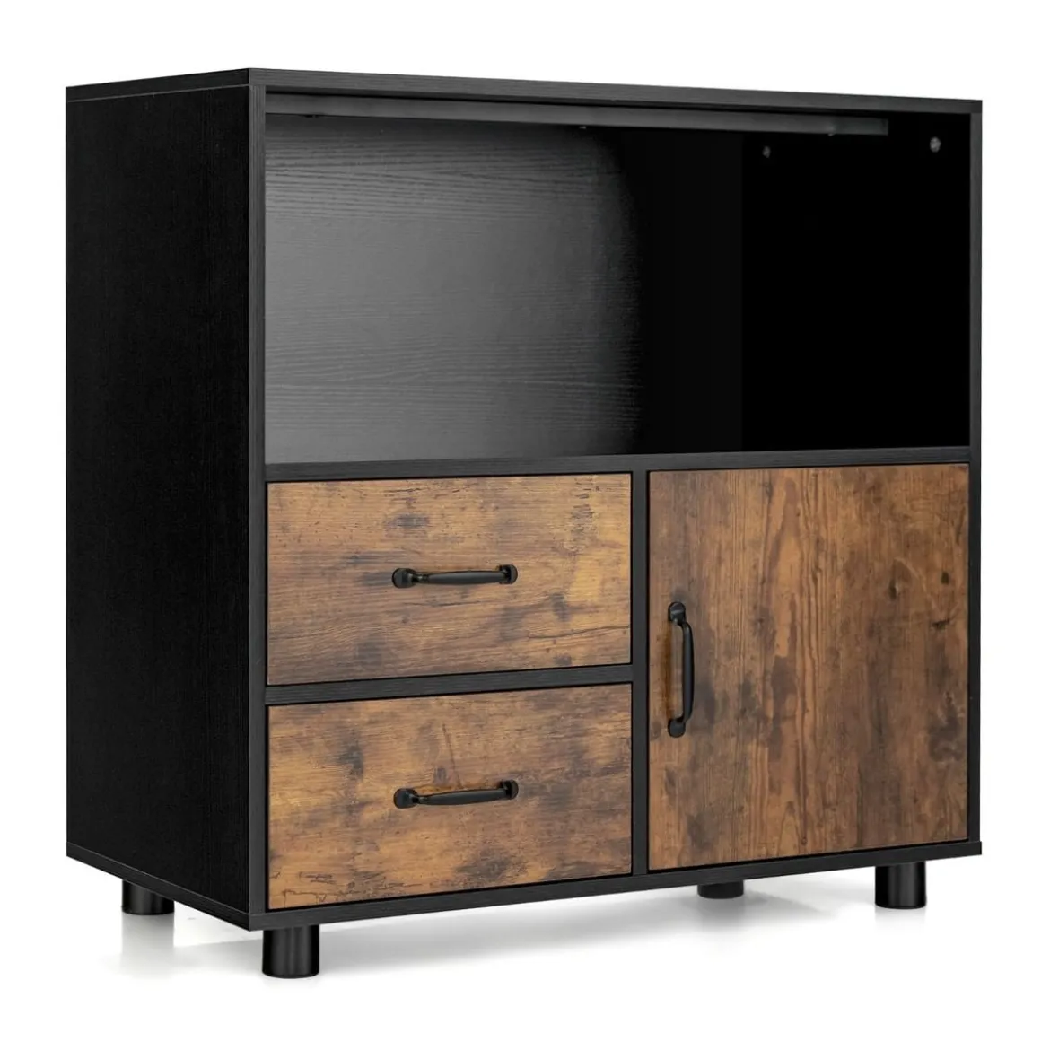 Sideboard mit offenem Fach & Tür & 2 Schubladen Kommode Akzentschrank Vintage 80 x 40 x 80,5 cm