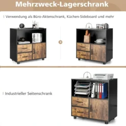 Sideboard mit offenem Fach & Tür & 2 Schubladen Kommode Akzentschrank Vintage 80 x 40 x 80,5 cm