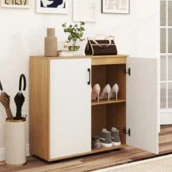 Sideboard mit Türen & Verstellbarem Regal Beistellschrank Aufbewahrungsschrank