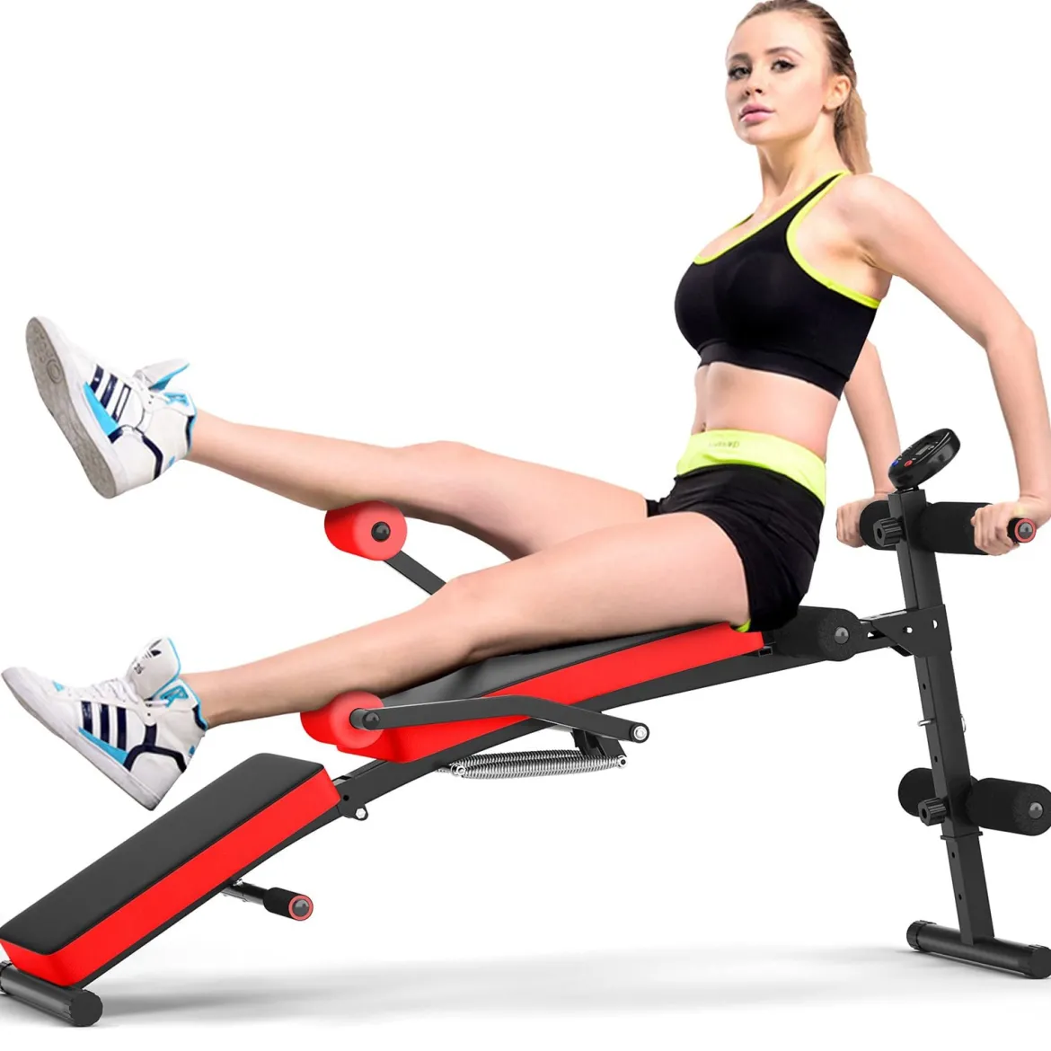 Sit Up Bank klappbar Trainingsbank höhenverstellbar Fitnessbank Schrägbank Rot