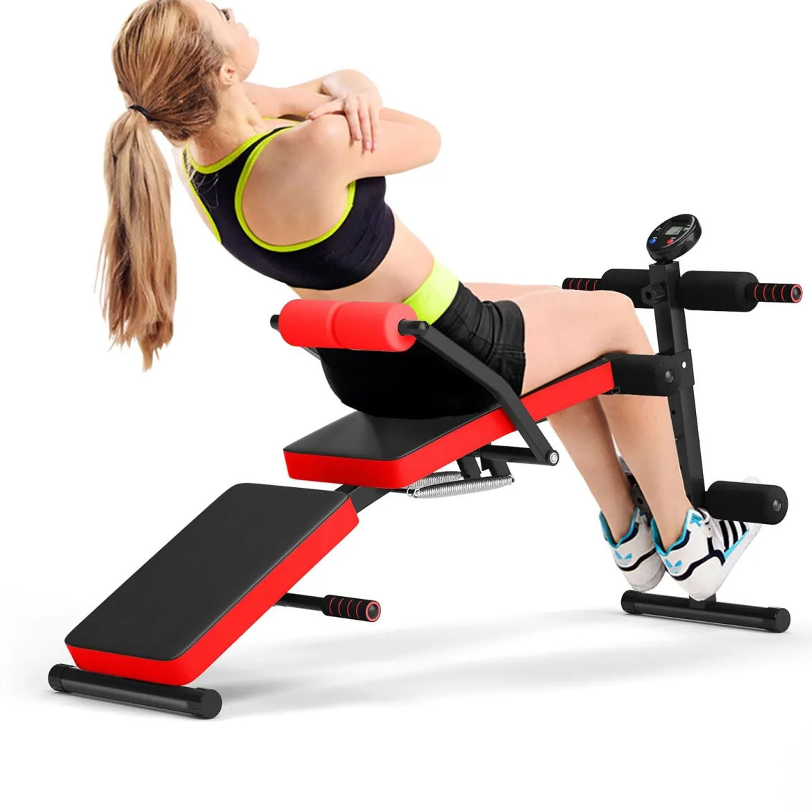 Sit Up Bank klappbar Trainingsbank höhenverstellbar Fitnessbank Schrägbank Rot