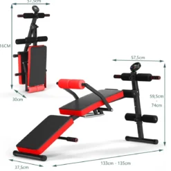 Sit Up Bank klappbar Trainingsbank höhenverstellbar Fitnessbank Schrägbank Rot