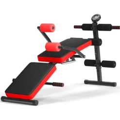Sit Up Bank klappbar Trainingsbank höhenverstellbar Fitnessbank Schrägbank Rot