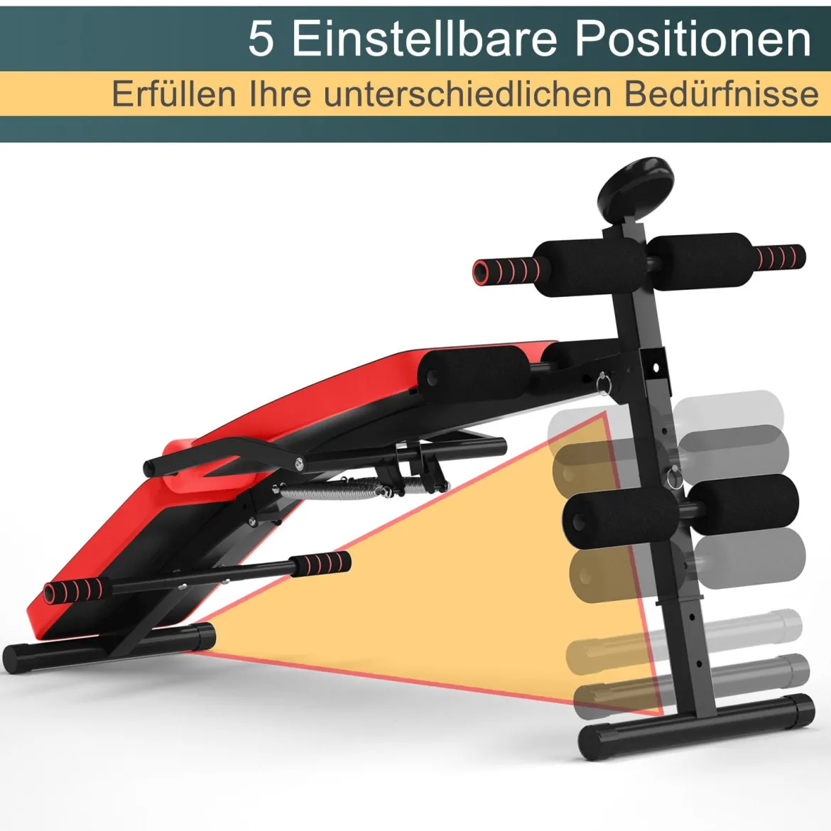 Sit Up Bank klappbar Trainingsbank höhenverstellbar Fitnessbank Schrägbank Rot