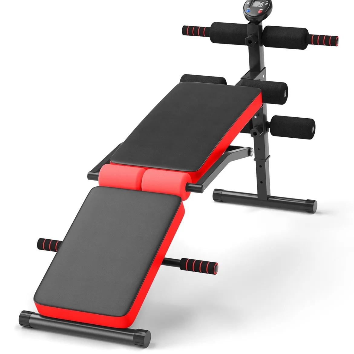 Sit Up Bank klappbar Trainingsbank höhenverstellbar Fitnessbank Schrägbank Rot