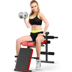 Sit Up Bank klappbar Trainingsbank höhenverstellbar Fitnessbank Schrägbank Rot