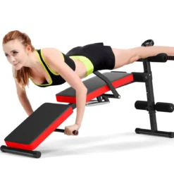 Sit Up Bank klappbar Trainingsbank höhenverstellbar Fitnessbank Schrägbank Rot