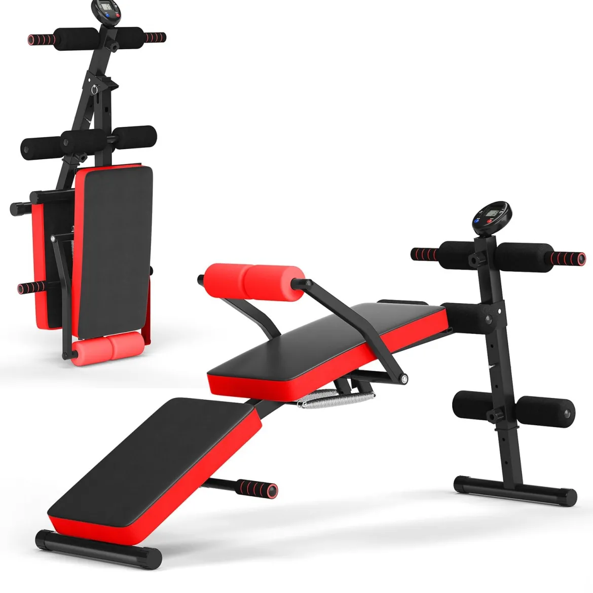 Sit Up Bank klappbar Trainingsbank höhenverstellbar Fitnessbank Schrägbank Rot