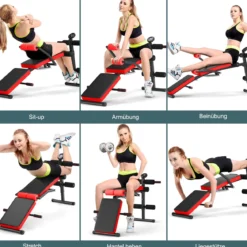 Sit Up Bank klappbar Trainingsbank höhenverstellbar Fitnessbank Schrägbank Rot
