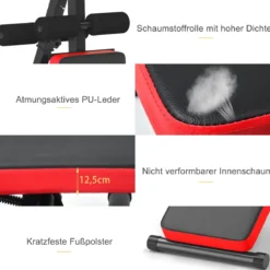 Sit Up Bank klappbar Trainingsbank höhenverstellbar Fitnessbank Schrägbank Rot