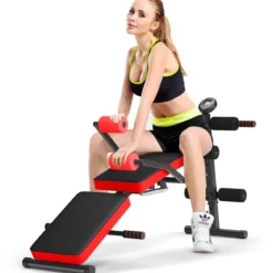 Sit Up Bank klappbar Trainingsbank höhenverstellbar Fitnessbank Schrägbank Rot