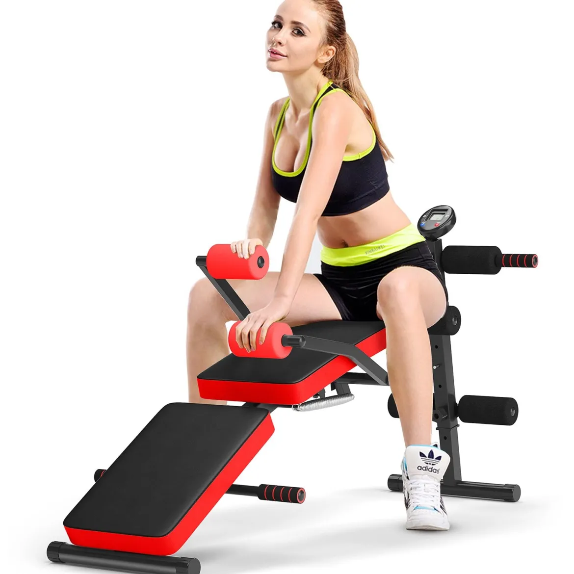 Sit Up Bank klappbar Trainingsbank höhenverstellbar Fitnessbank Schrägbank Rot