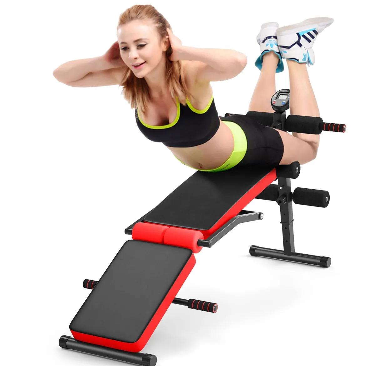 Sit Up Bank klappbar Trainingsbank höhenverstellbar Fitnessbank Schrägbank Rot
