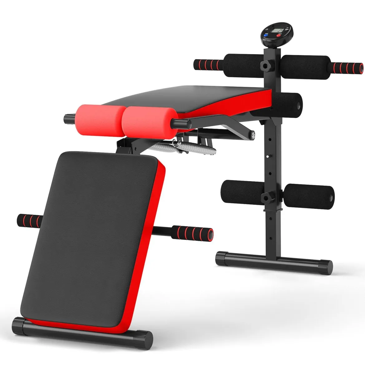 Sit Up Bank klappbar Trainingsbank höhenverstellbar Fitnessbank Schrägbank Rot