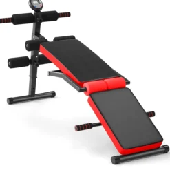 Sit Up Bank klappbar Trainingsbank höhenverstellbar Fitnessbank Schrägbank Rot