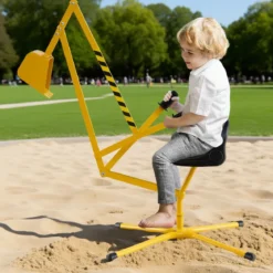 Sitzbagger 360° drehbar Bagger zum Draufsitzen Metall mit Schaufel & 2-Hand Steuerung Gelb
