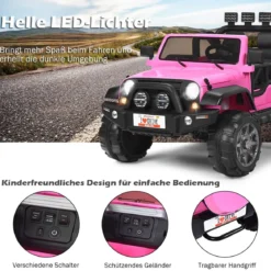 2 Sitzer Batteriebetriebenes Elektrofahrzeug Kinderfahrzeug 123 x 80 x 80 cm Rosa