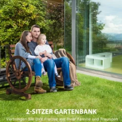 2 Sitzer Gartenbank aus Holz mit Rustikalem Retro-Design 103 x 55 x 76 cm Braun
