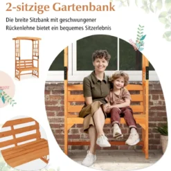2-Sitzer Gartenbank mit Rankhilfe Rosenbogen Gartenbogen Torbogen für Kletterpflanzen