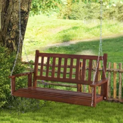 2-Sitzer Hängebank aus Massivholz Hollywoodschaukel bis 230 kg Belastbar Braun