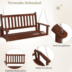 3-Sitzer Hängebank aus Massivholz Hollywoodschaukel bis 360 kg Belastbar Braun