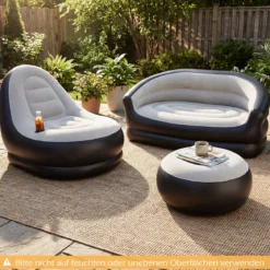 2-Sitzer Luftsofa mit Beflockter Oberfläche & Armlehnen Aufblasbares Sofa Aufblasbare Couch