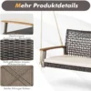 2-Sitzer Schaukelbank mit Kissen PE-Rattan Hängebank bis 360 kg Gartenschaukel Weiß