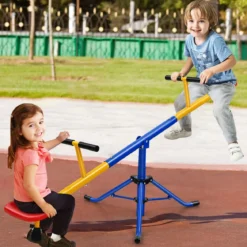 2 Sitzer Schaukelwippe Kinderwippe Metall Karussellwippe Schwenkbare Wippe 182 x 29 x 86 cm Bunt