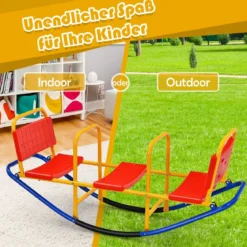 3 Sitzer Schaukelwippe Kinderwippe mit Griffen belastbar Kinderwippe Metall 136 x 39 x 60 cm Bunt