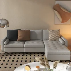 1 Sitzer Sofa / 2 Sitzer Sofa / 3 Sitzer Sofa mit USB-Anschluss und Steckdose Hellgrau