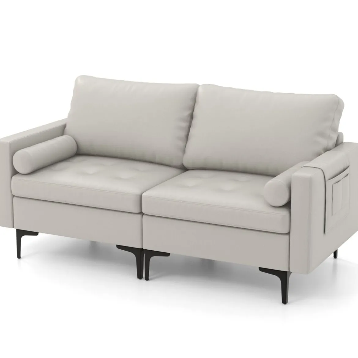 1 Sitzer Sofa / 2 Sitzer Sofa / 3 Sitzer Sofa mit USB-Anschluss und Steckdose Hellgrau