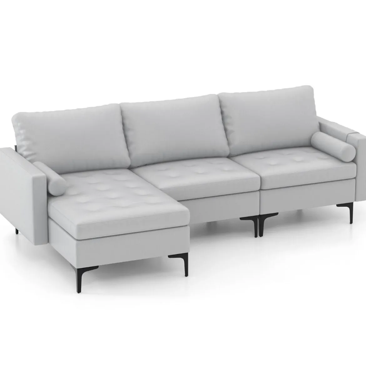 1 Sitzer Sofa / 2 Sitzer Sofa / 3 Sitzer Sofa mit USB-Anschluss und Steckdose Hellgrau