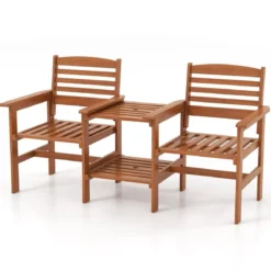 Sitzgarnitur aus Holz mit Kaffeetisch & Schirmloch Wetterfestes Gartenmöbelset für die Terrasse