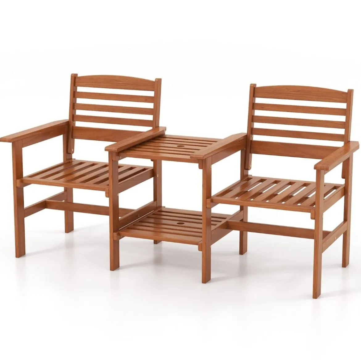 Sitzgarnitur aus Holz mit Kaffeetisch & Schirmloch Wetterfestes Gartenmöbelset für die Terrasse