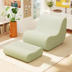 Sitzsack mit Hocker Sitzsack mit Hoch Elastischem Schwamm Bodenstuhl Boden Sessel Grün